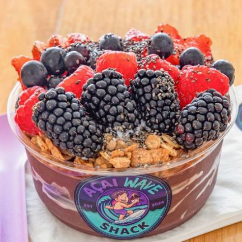Ocean Berry bowl with blackberries, raspberries, blueberries, strawberries and chia seeds