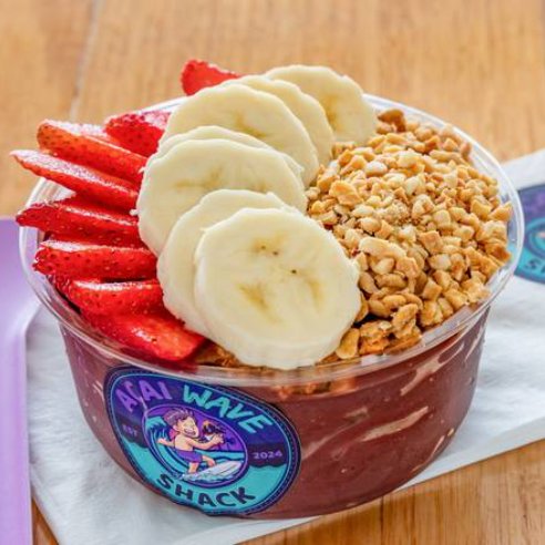 PB Crunch bowl with banana, strawberries and crushed peanuts